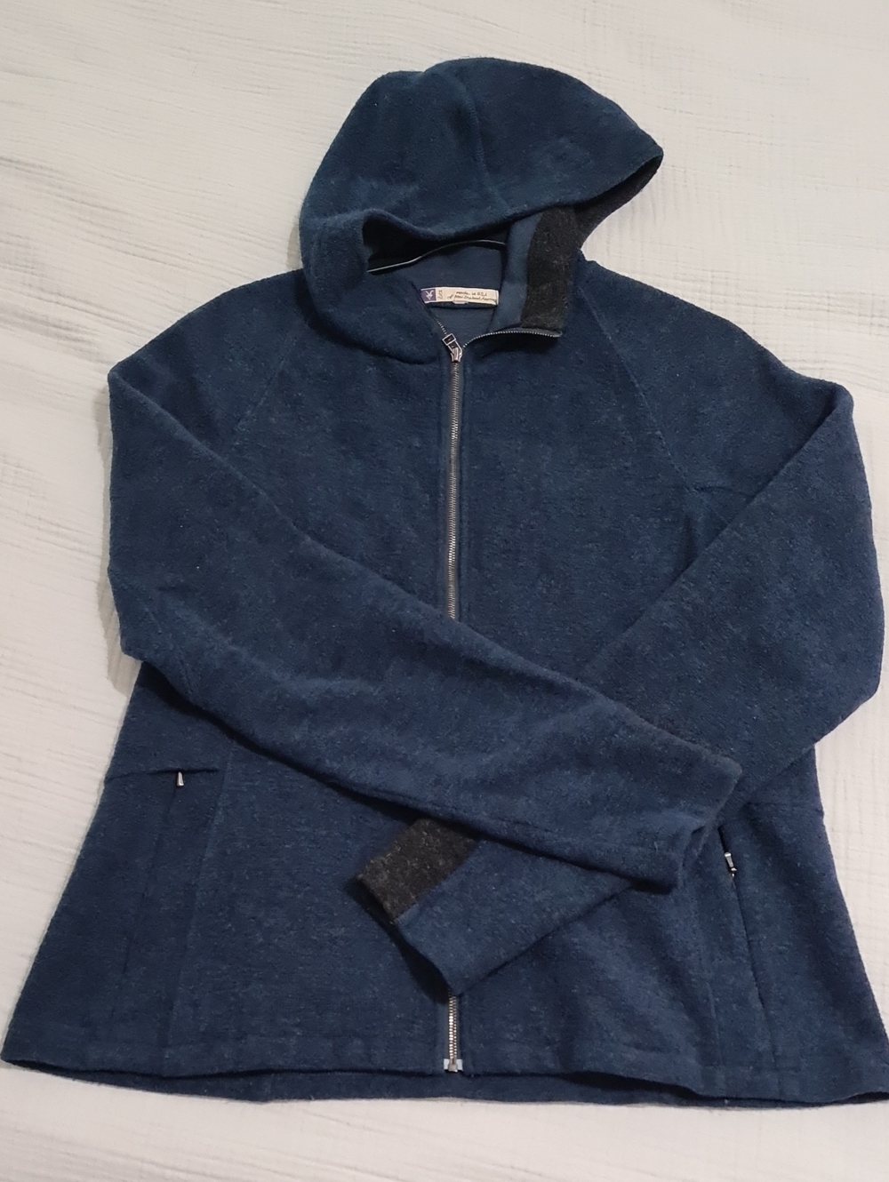 ibex - Navy Full-Zip Hooded Merino Wool Blend Jacket